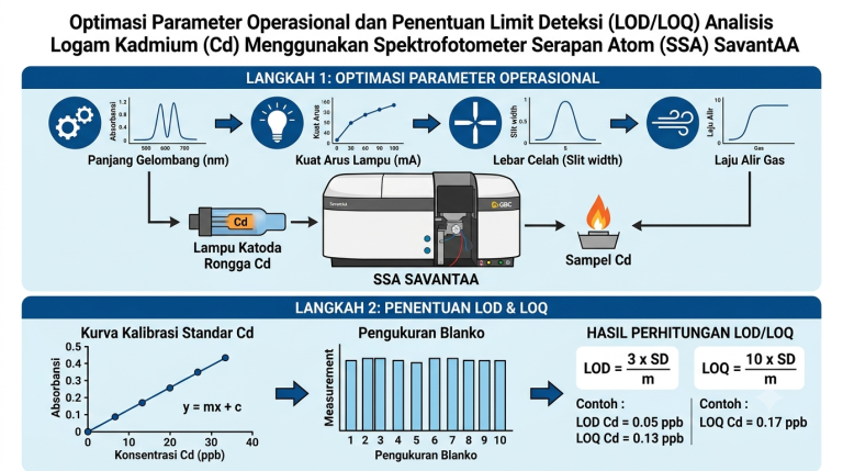 Optimasi Parameter Operasional dan Penentuan Limit Deteksi (LOD/LOQ) Analisis Logam Kadmium (Cd) Menggunakan Spektrofotometer Serapan Atom (SSA) SavantAA
